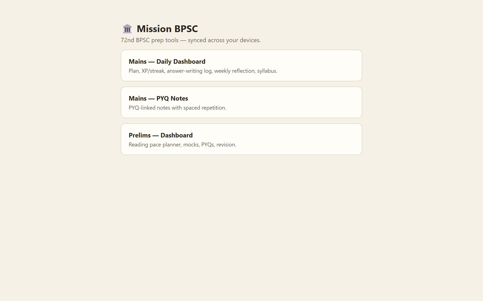 Mission BPSC dashboard